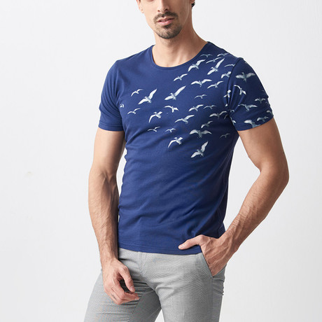 Chi Printed T-Shirt // Dark Blue (2XL)