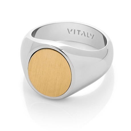 Pryde Ring // Stainless Steel + Brushed Gold (Size 8)