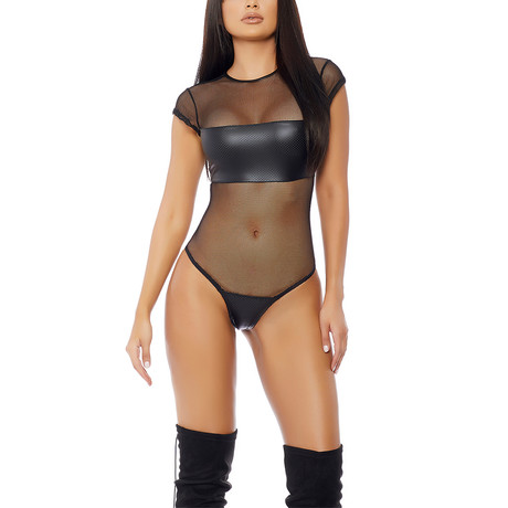 Micro Net T-Shirt Bodysuit + Perforated Contrast (XS-S)