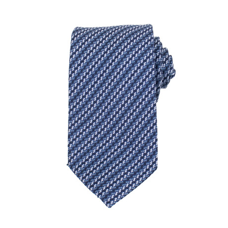 Ermenegildo Zegna // Striped Silk Woven Neck Tie // Navy