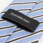 Ermenegildo Zegna // Striped Silk Woven Neck Tie // Light Blue