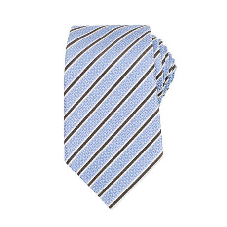 Ermenegildo Zegna // Striped Silk Woven Neck Tie // Light Blue