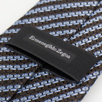 Ermenegildo Zegna // Striped Woven Silk Tie // Brown + Blue