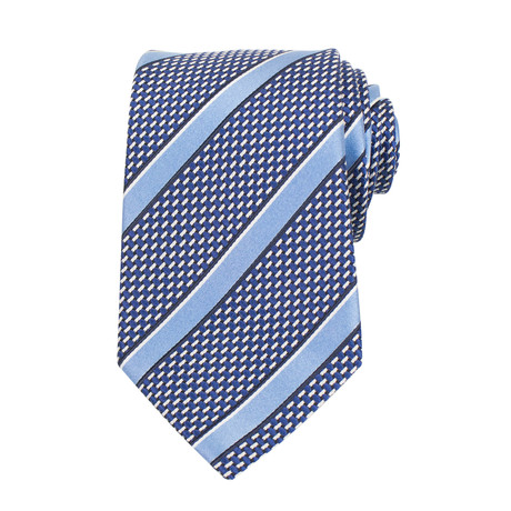 Ermenegildo Zegna // Striped Silk Basketweave Neck Tie // Blue