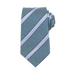 Ermenegildo Zegna // Striped Basketweave Silk Tie // Teal + Blue