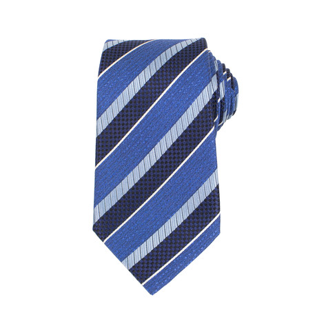 Ermenegildo Zegna // Striped Silk Woven Neck Tie // Blue