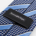 Ermenegildo Zegna // Striped Silk Basketweave Neck Tie // Blue