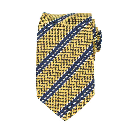 Ermenegildo Zegna // Striped Silk Woven Neck Tie // Yellow