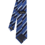 Ermenegildo Zegna // Striped Silk Woven Neck Tie // Blue