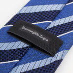 Ermenegildo Zegna // Striped Silk Woven Neck Tie // Blue