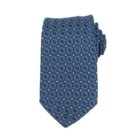 Ermenegildo Zegna // Patterned Silk Woven Neck Tie // Teal Blue