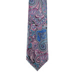 Ermenegildo Zegna // Quindici 15 Paisley Silk Neck Tie // Pink + Blue