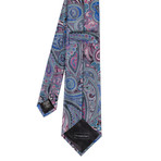 Ermenegildo Zegna // Quindici 15 Paisley Silk Neck Tie // Pink + Blue