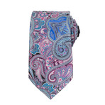 Ermenegildo Zegna // Quindici 15 Paisley Silk Neck Tie // Pink + Blue