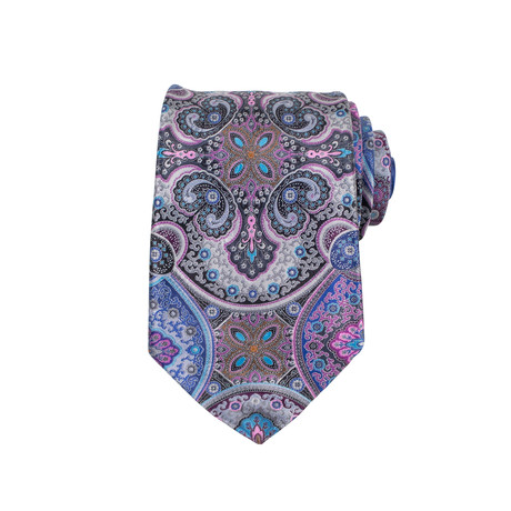 Ermenegildo Zegna // Quindici 15 Silk Neck Tie // Gray + Blue + Pink