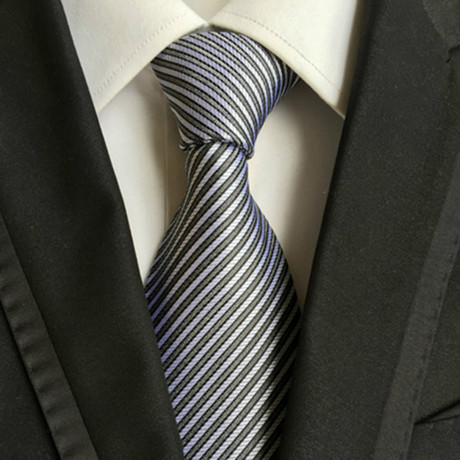 Hand Made Tie // Black + Silver Stripe