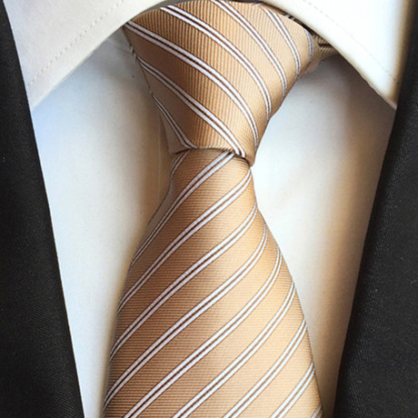 Landon Stripe Tie // Gold + White