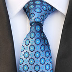 Floral Print Silk Tie // Baby Blue