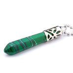 Malachite Pendant Necklace // Green + Silver