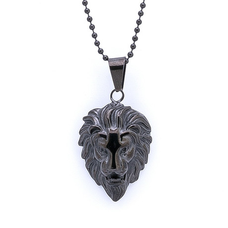 Lion Head Necklace (Black)