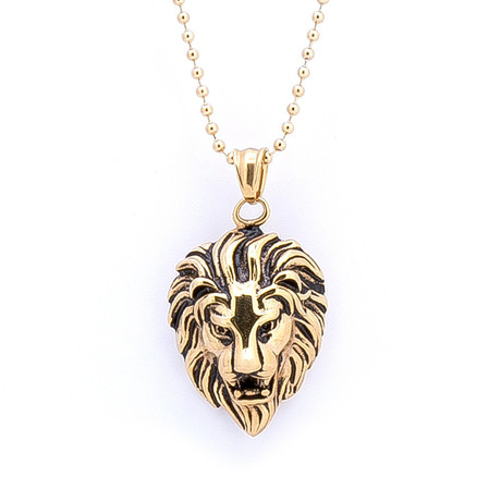 Lion Head Necklace (Gold)