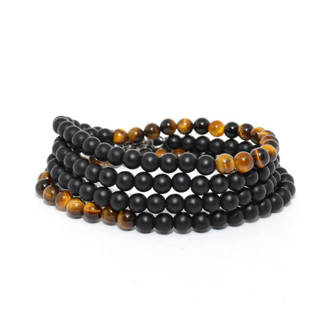 Tiger Eye + Onyx Necklace + Wrap Bracelet