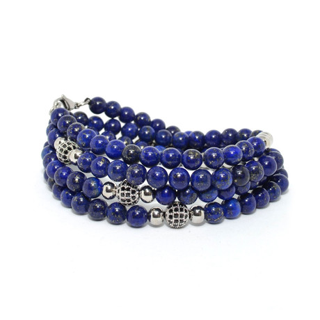 Lapis Lazuli + Cubic Zirconia Necklace + Wrap Bracelet