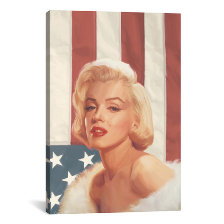 True Blue Marilyn In Flag // Chris Consani (26"W x 18"H x 0.75"D)