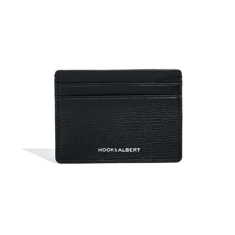 HOOK & ALBERT Mens Black Leather Card Holder Pocket Wallet 