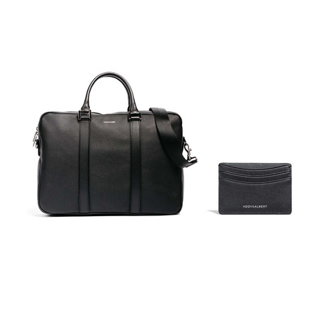 Leather Briefcase + Card Holder // Black