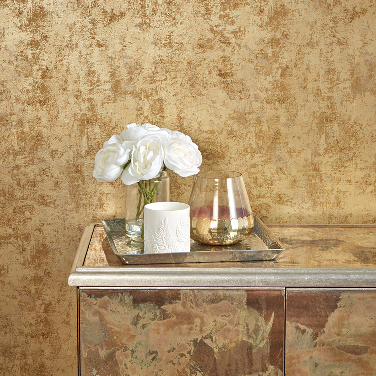 Distressed Gold Leaf // Self-Adhesive Wallpaper - Tempaper® - Touch of