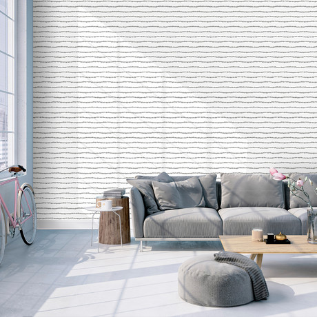 Bobby Berk for Tempaper // Lines Washed On White // Self-Adhesive Wallpaper
