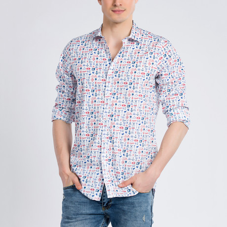 Xavier Button-Up Shirt // White Multi (M)