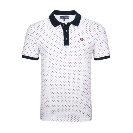 Harrisburg Short Sleeve Polo Shirt // White + Navy (S)