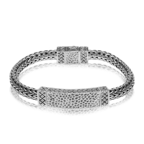 Classic Woven Detail ID Bracelet // Silver (Small // 7.5")