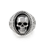 Skull Head Signet Ring // Silver (Size 9)