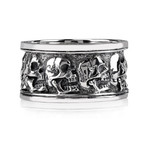 Skull Head Bridge Ring // Silver (Size 8)