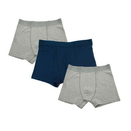Mens Boxer Brief // 3-Pack // Gray + Blue (S)