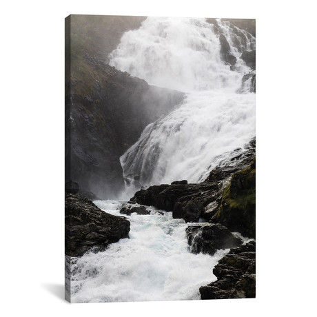 Scenic View Of Waterfall, Kjosfossen, Sogn Og Fjordane Count // Panoramic Images (26"W x 18"H x 0.75"D)