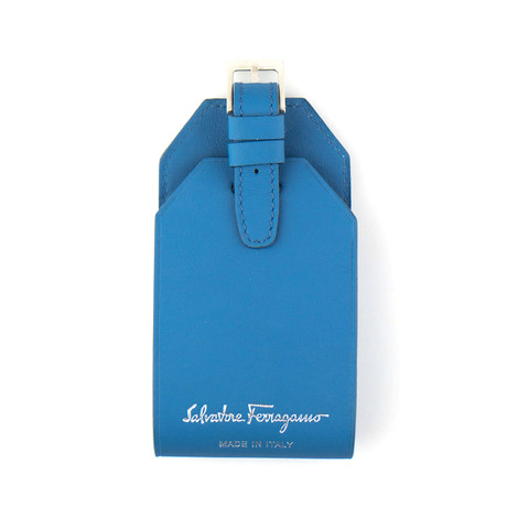 Smooth Leather Luggage Tag // Blue