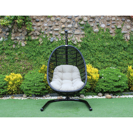 Renava // Havana Outdoor Black + Beige Hanging Chair