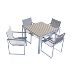 Renava // Gulf Outdoor White + Grey Dining Table Set