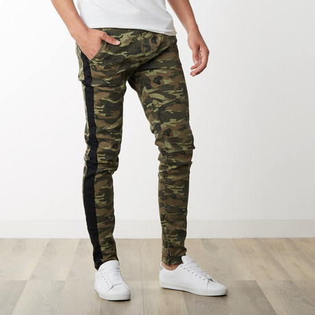 Striped Camo Ankle Zip Pants // Olive + Camo (S)