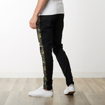 Striped Camo Ankle Zip Pants // Black + Camo (L)