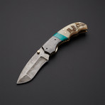 Turquoise + Sheep Horn Folding Knife