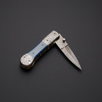 Blue Bone Stiletto Dagger Folding Knife