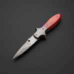 Red Bone Folding Stiletto Dagger Knife
