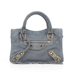 Suede Metallic Mini City AJ Shoulder Bag // Blue