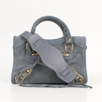 Suede Metallic Mini City AJ Shoulder Bag // Blue