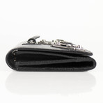 Metallic Money Zip Around Clutch Wallet // Black